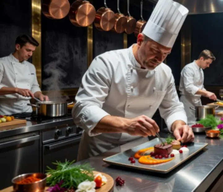 Šéfkuchař LocalFocus24 v otevřené kuchyni během přípravy večerního menu