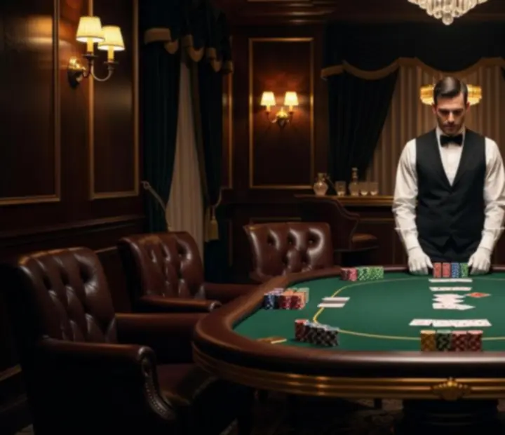 Pokerový stůl ve VIP salónku LocalFocus24 připravený na privátní turnaj